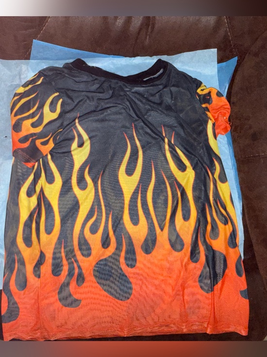 Hot Topic Tops - Black and Orange Flame Graphic Tee